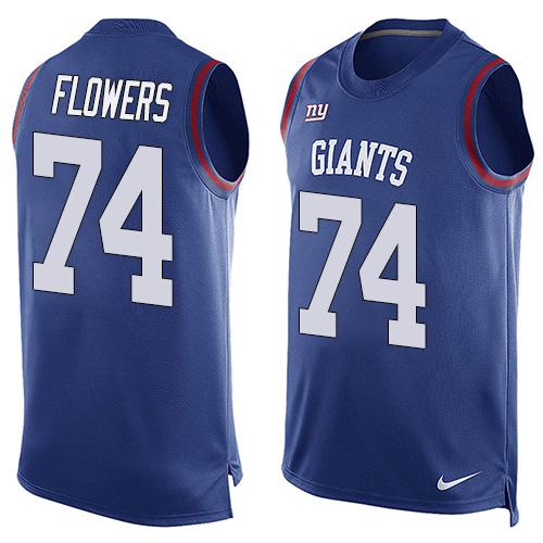 Nike Giants #74 Ereck Flowers Royal Blue Team Color Men's Stitched NFL Limited Tank Top Jersey - Click Image to Close